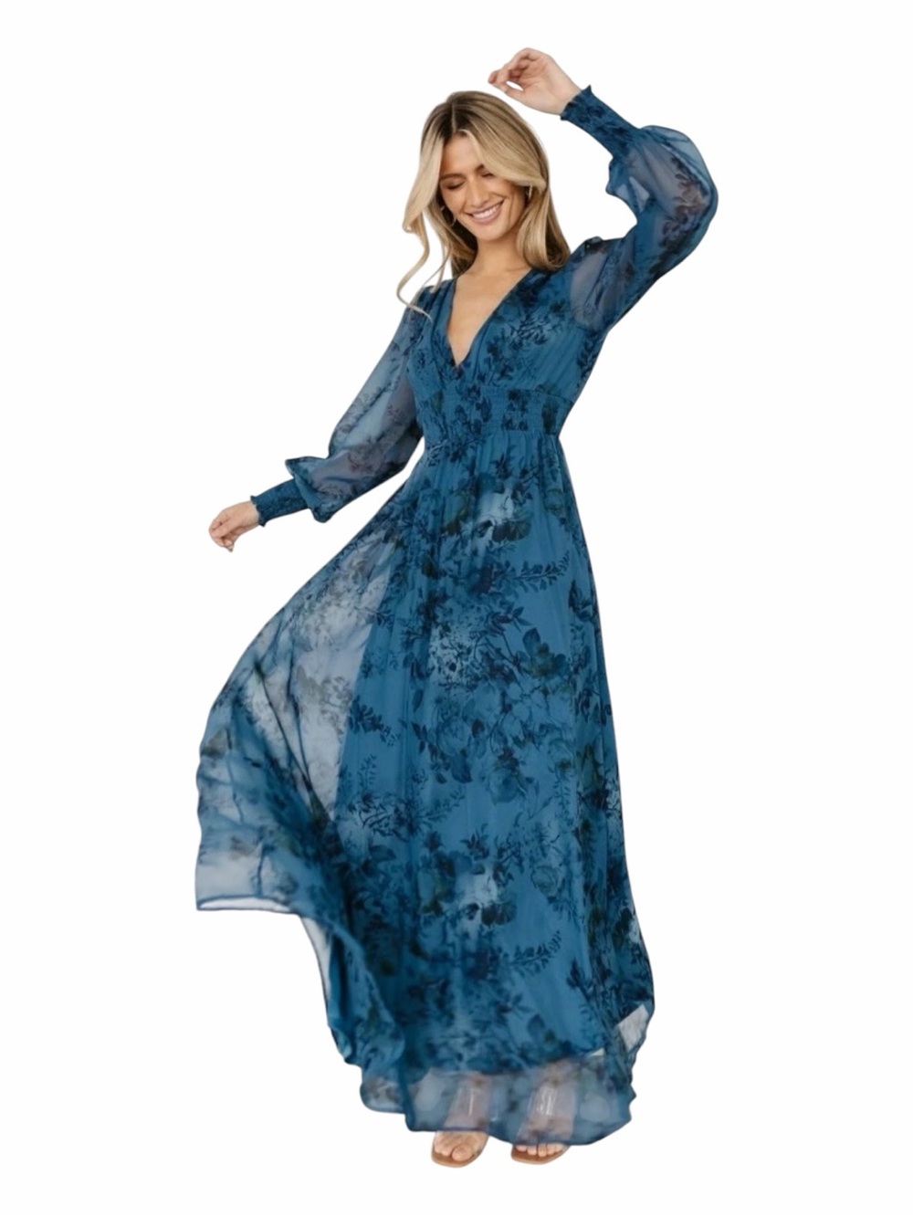 NWT! BALTIC BORN Olivia Maxi Dress in Deep Blue Floral. Size 2XL.